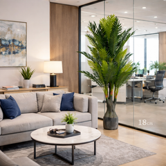 Palmier artificial 170 cm fara ghiveci, decor birou modern elegant, frunze dense realiste, atmosfera naturala fara intretinere