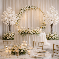Copac artificial sakura alb 120 cm cu flori bogate, decor elegant pentru nunta, ideal pentru arcada sau photo booth
