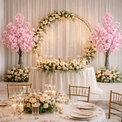 Copac artificial Sakura roz 120cm cu flori decorative, decor romantic pentru nunta, arc floral sau evenimente