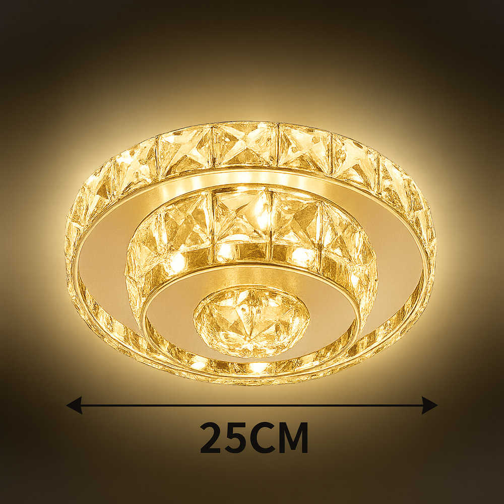 Lustra LED rotunda 46W alb cu lumina reglabila 3500K-6500K si telecomanda, perfecta pentru iluminarea unui hol sau coridor modern si ingust