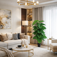 Planta artificiala verde 120cm cu frunze mari, decor elegant pentru living modern, planta decorativa realista pentru casa