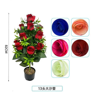 Copac artificial decorativ cu 13 trandafiri, 82 cm
