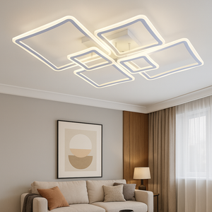 Lustra LED moderna 6 patrate alba 168W cu telecomanda 6041-4+2