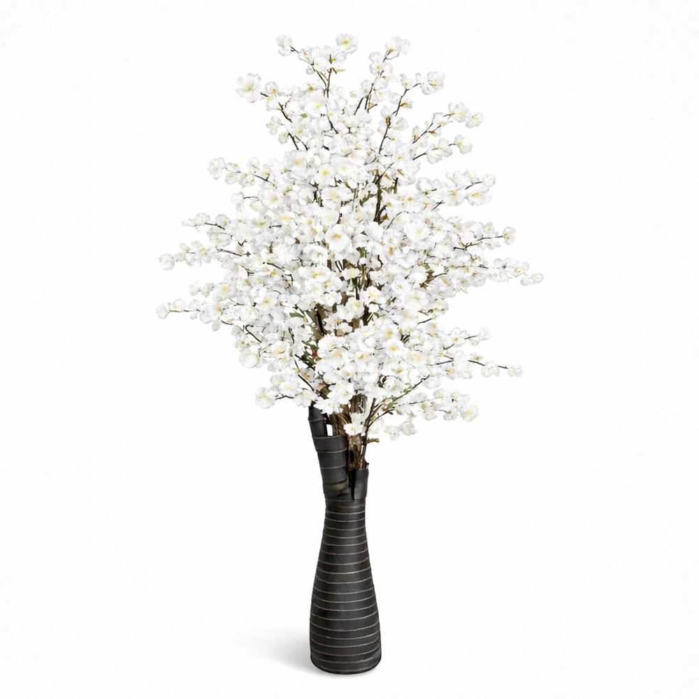 Copac artificial cires alb 170 cm cu flori mari, imagine PNG fara fundal, decor realist premium pentru design interior