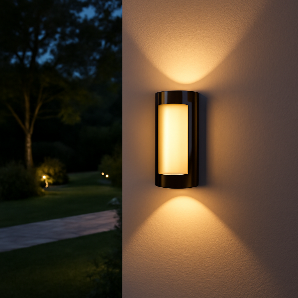 Aplica LED exterior 16W IP54 rezistenta la ploaie, aluminiu die-cast, lumina calda sus-jos pentru fatade.