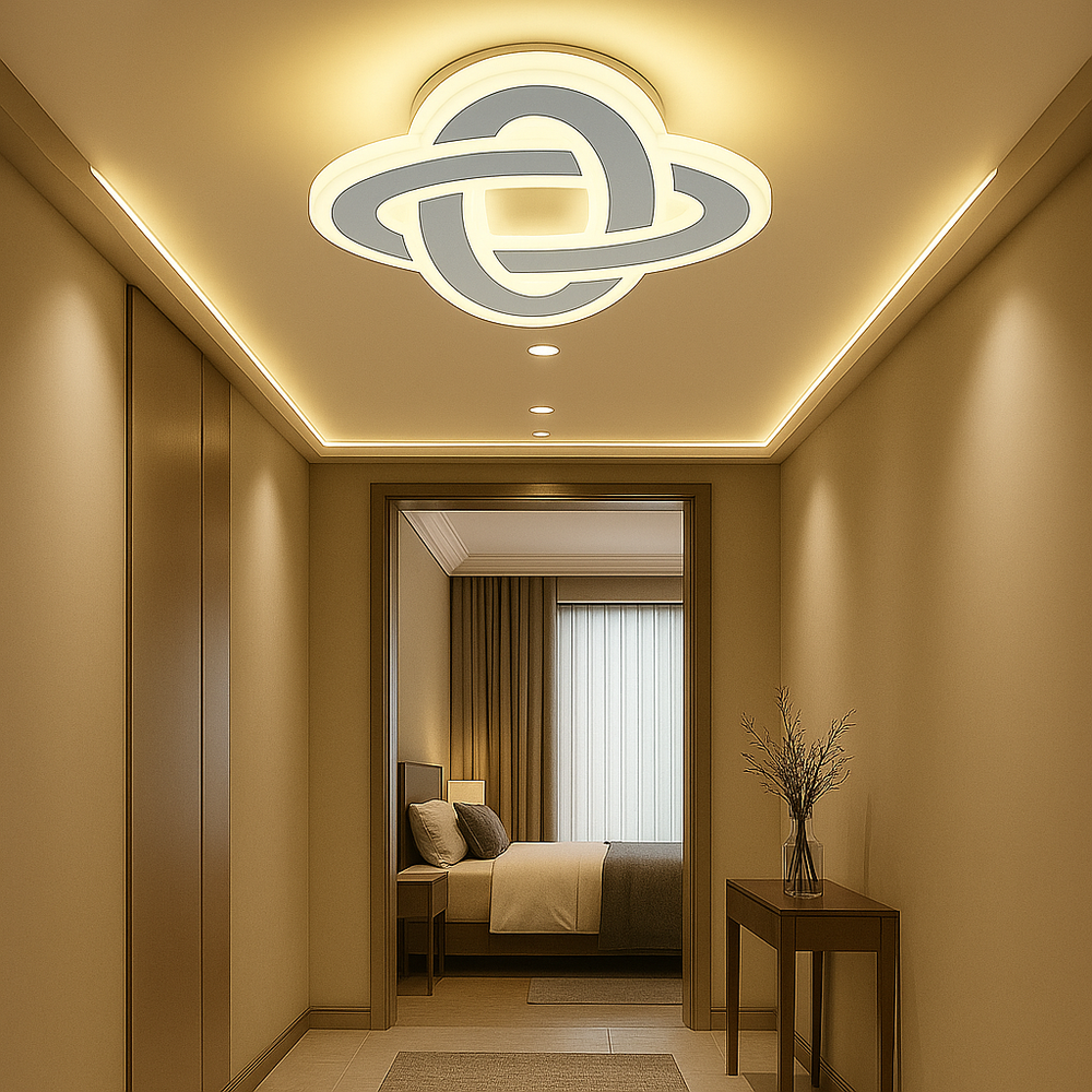 Aplica LED Sphere Pro 60W, corp rotund cu montaj dual, instalata pe hol pentru iluminare uniforma si stil contemporan