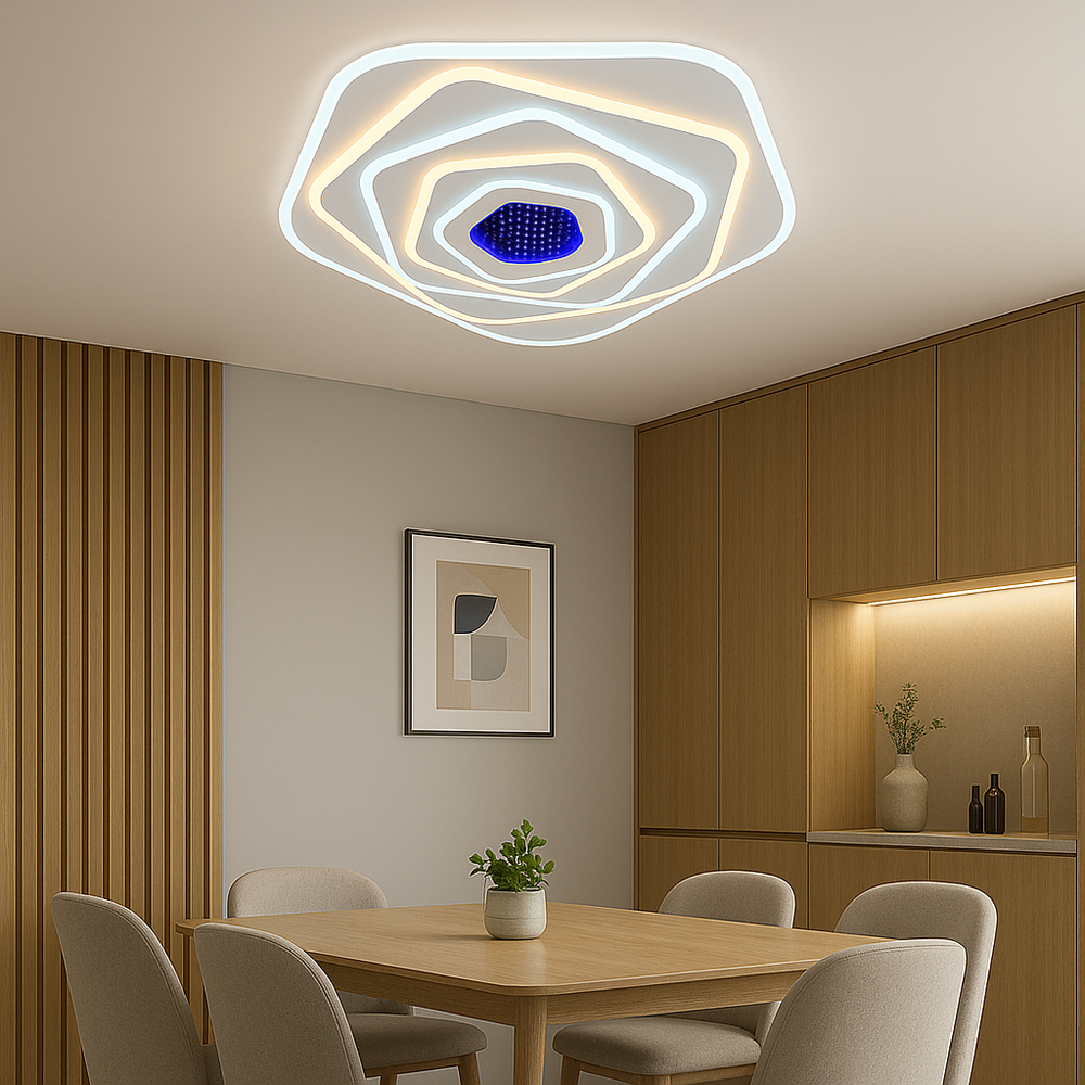 Lustra LED rotunda 240W cu sursa dubla si telecomanda, potrivita pentru living, dormitor si hol modern
