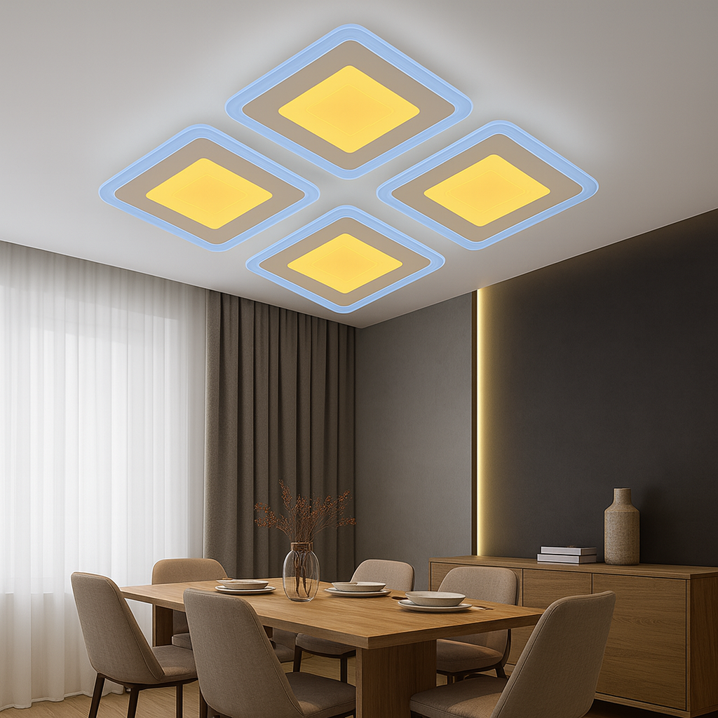 Lustra LED 19265/4 208W, Ø500mm, cu 3 trepte lumina 3000–6000K, folosita in dining modern pentru iluminare uniforma.