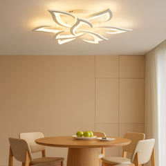 lustra LED 19302/6+3N WH 126W pentru dining, lumina reglabila 3000–6500K cu telecomanda, ideala pentru incaperi moderne medii si mari
