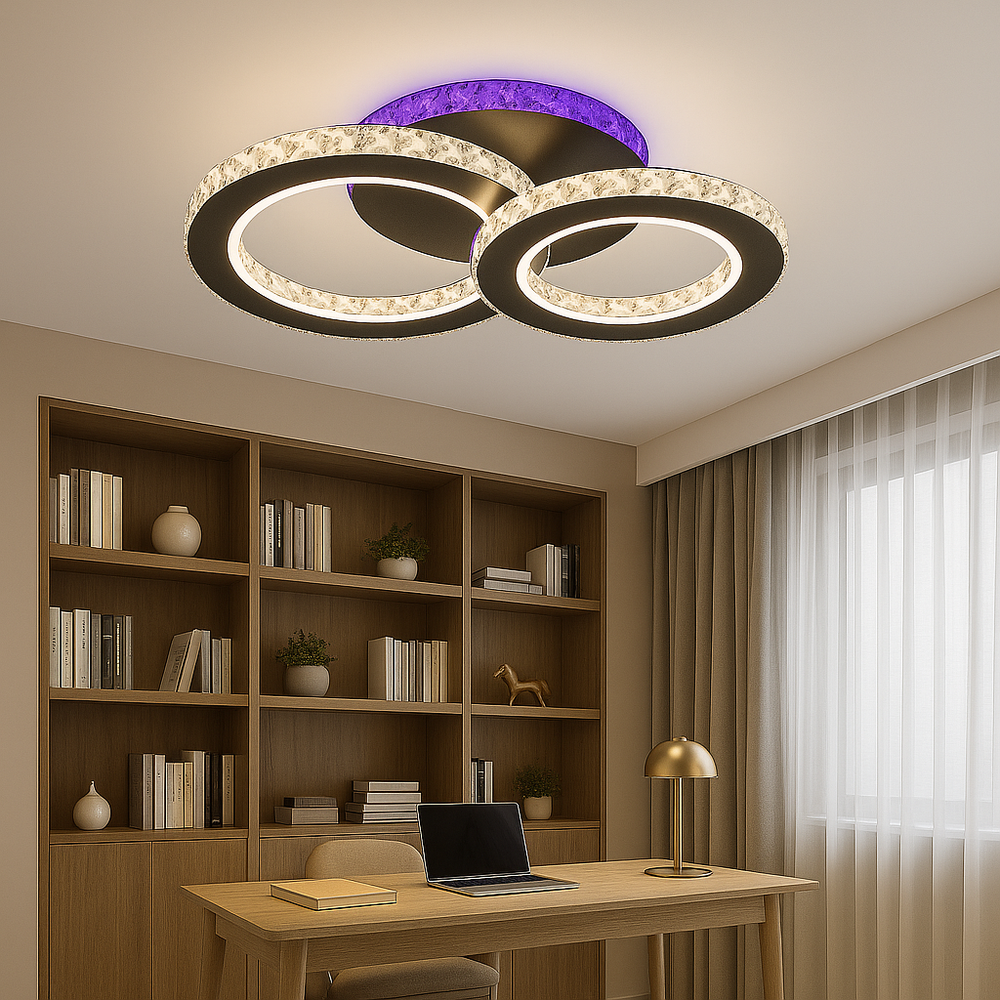 lustra LED 19373/2BK+CH 60W lumina reglabila 3000–6500K cu telecomanda, perfecta pentru birou modern cu iluminare clara si confort