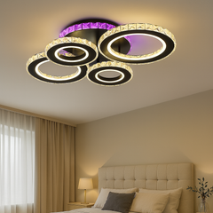 lustra LED 19373/2+2BK+CR 177W cu lumina reglabila 3000–6500K si telecomanda, perfecta pentru dormitor modern si iluminare confortabila