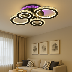 lustra LED 19373/2+2BK+CR 177W cu lumina 3000–6500K si telecomanda, ideala pentru living modern cu iluminare puternica si eficienta