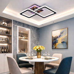 Lustra LED patrata 72W cu telecomanda montata pe tavan in dining room contemporan