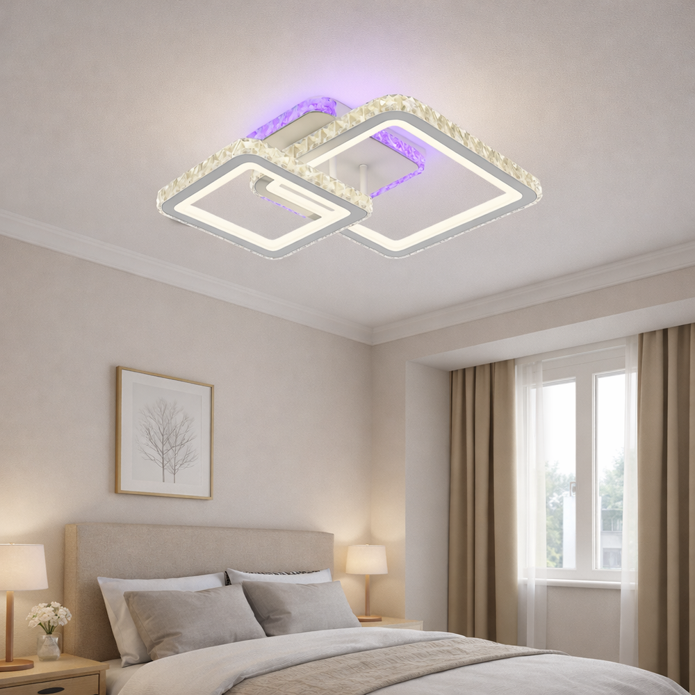Lustra LED patrata 135W cu telecomanda lumina reglabila pentru dormitor modern