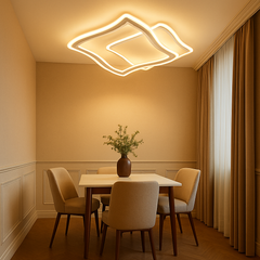 Lustra LED 19455/2B 88W cu lumina reglabila 3000–6500K, ideala pentru zone de dining unde este necesara iluminare clara si atmosfera ajustabila.