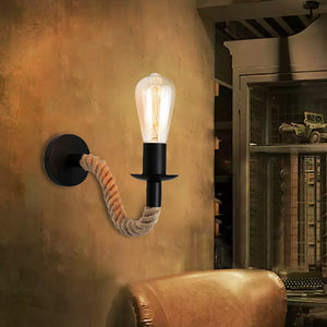 Aplica de perete rustica E27, design industrial cu franghie, max 60W