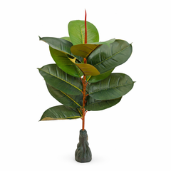 Copac artificial Ficus 100 cm, fundal transparent, frunze verzi late lucioase, decor interior modern elegant