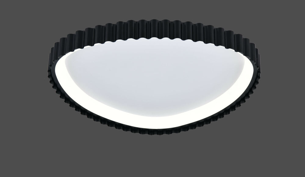 Plafoniera LED L77260/530A1 MB Ø530mm negru mat cu margini ondulate si lumina 3000–6500K cu telecomanda, perfecta pentru birouri moderne.