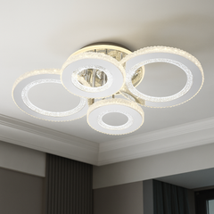 Lustra LED 26064/2+2CR 148W cu telecomanda si lumina 3000–6500K, perfecta pentru livinguri moderne ce necesita iluminare reglabila si finisaj elegant cromat.