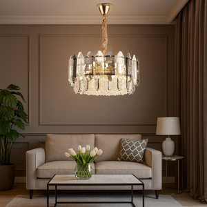 Candelabru rotund auriu cu cristale 40 cm model 20564-400 FGD
