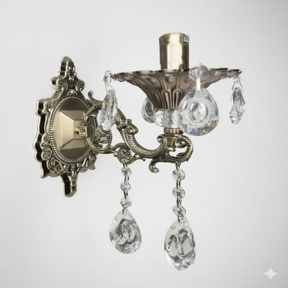 Aplica decorativa 2260/1 bronz antichizat cu cristal si bec E14 pentru living clasic