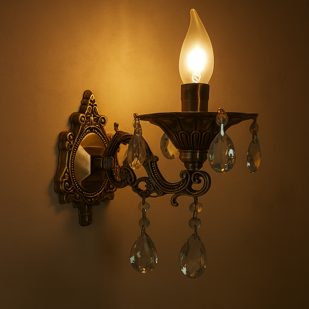 Aplica bronz antichizat 2260/1 cu cristal si bec E14 pentru dormitor elegant