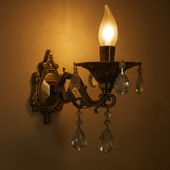 Aplica bronz antichizat 2260/1 cu cristal si bec E14 pentru dormitor elegant