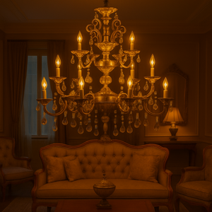 Candelabru Cristal Bronz 2260/8+4 pe Doua Nivele E14