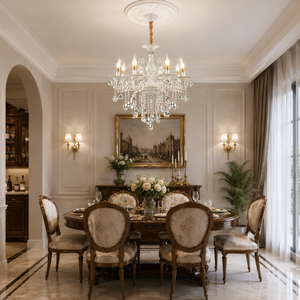 Candelabru Argintiu Cristal 2277/8 cu 8 Brate E14