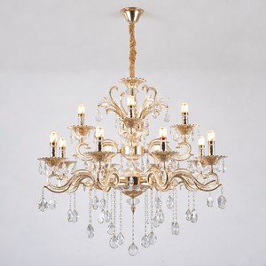Candelabru Cristal Auriu Alb 2325-8+4/FGD pe Doua Nivele E14