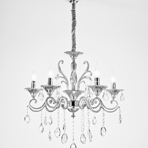Candelabru Cristal Argintiu Alb 2325-6 cu 6 Brate E14