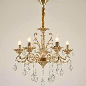Candelabru Cristal Auriu Alb 2325-6/FGD cu 6 Brate E14