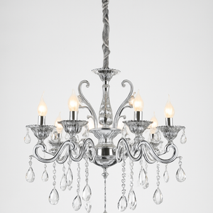 Candelabru Cristal Argintiu Alb 2325-8 cu 8 Brate E14