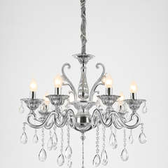 Candelabru decorativ transparent 8 brate finisaj cromat model 2325-8 CH