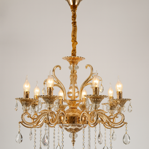 Candelabru Cristal Auriu Alb 2325-8/FGD cu 8 Brate E14