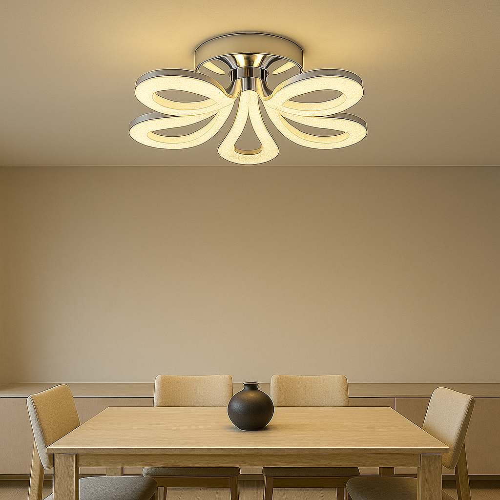 Lustra LED K2516/5 100W cu temperaturi 3300K-6500K si telecomanda, iluminare puternica pentru zona de dining