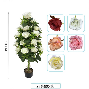 Copac artificial cu 25 trandafiri albi 102 cm XC-TR25A-102CM