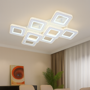 Lustra LED 8 Patrate Alb Crom 26033/8WH+CR 280W cu Telecomanda