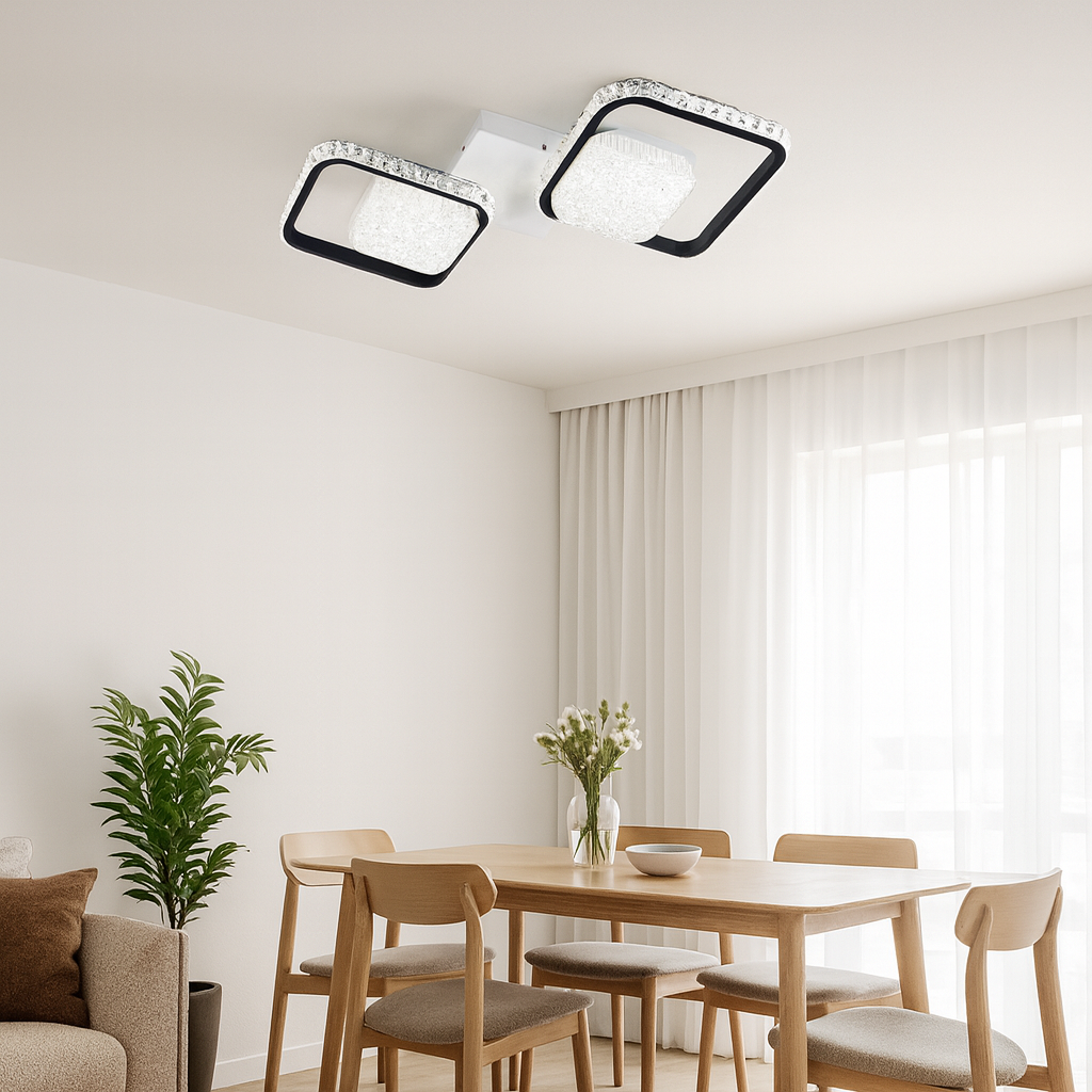Lustra LED moderna patrata neagra, potrivita pentru zona de dining moderna si rafinata, oferind lumina uniforma, model 26233/2+2.