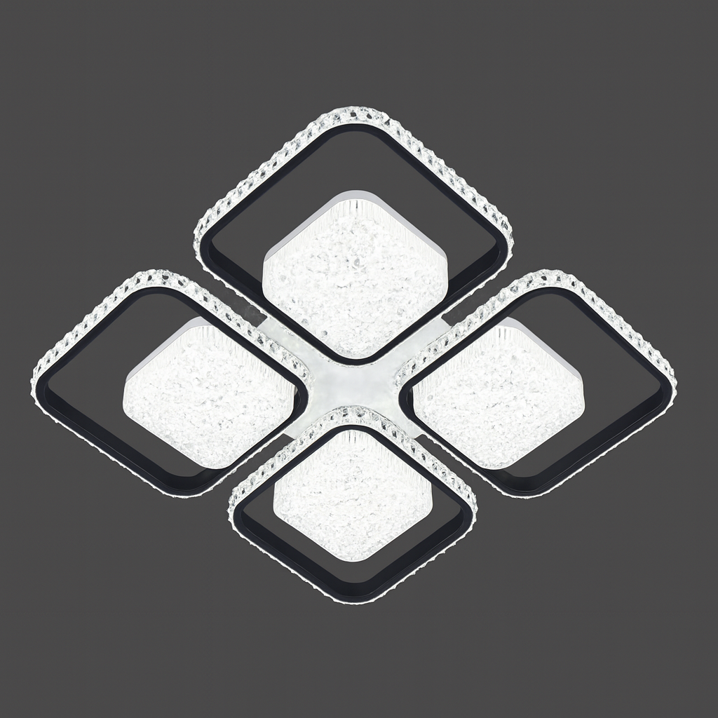 Lustra LED moderna patrate negru alb cu telecomanda 26233/4+4 WH+MB