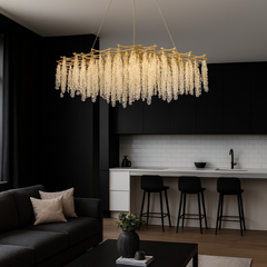 Candelabru Decorativ Cu cu becuri E14 cristal 1200 mm cu telecomanda pentru living dormitor hol sufragerie corp de iluminat din cristal cu becuri E14 si telecomanda pentru living dormitor hol sufragerie