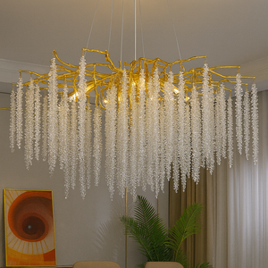 Candelabru rotund auriu cu sticla fumurie si cristale 60 cm model 27095-600
