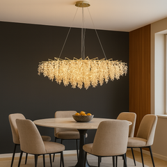 Candelabru Ø1200 mm OG+FGD cu cristale, 10 brate, stil luxos ideal pentru zona de dining mare si sofisticata.