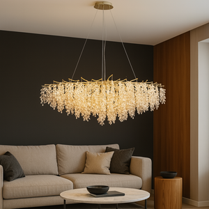 Candelabru auriu oval cu cristale suisoare 27096-1200