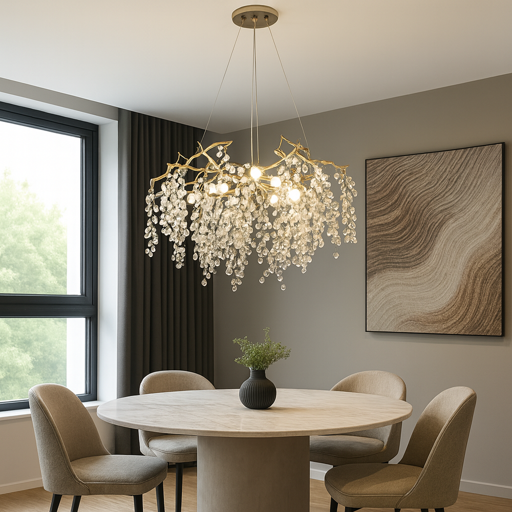 Candelabru decorativ Ø600 mm OG+FGD, cu 6 brate, stil clasic-modern perfect pentru zona de dining eleganta.