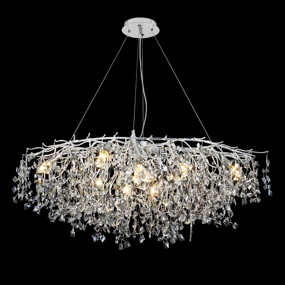 Candelabru rotund Ø1200+550 auriu cu accente cromate in bucatarie spatioasa, iluminare decorativa cu becuri E14 LED, fara telecomanda