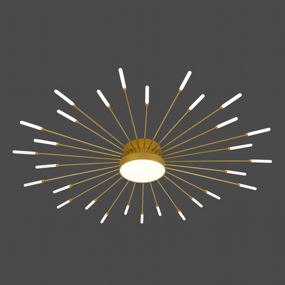 Lustra LED moderna aurie cu design radian si lumina reglabila, potrivita pentru hol spatios si atmosferic, model 27127/30+1.