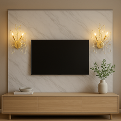 Aplica aurie cu cristale K9, eleganta, 2xE14 pentru interior