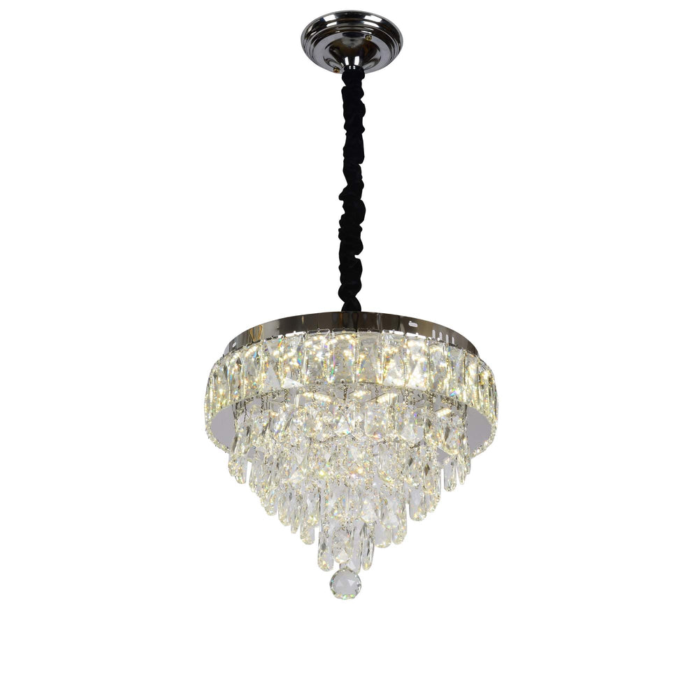Candelabru LED rotund cu cristal deasupra mesei in dining elegant, Ø400 mm, 80W, lumina reglabila 3500–6500K