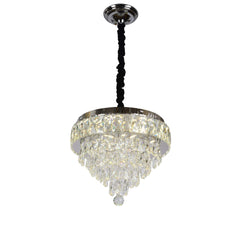 Candelabru LED rotund cu cristal deasupra mesei in dining elegant, Ø400 mm, 80W, lumina reglabila 3500–6500K